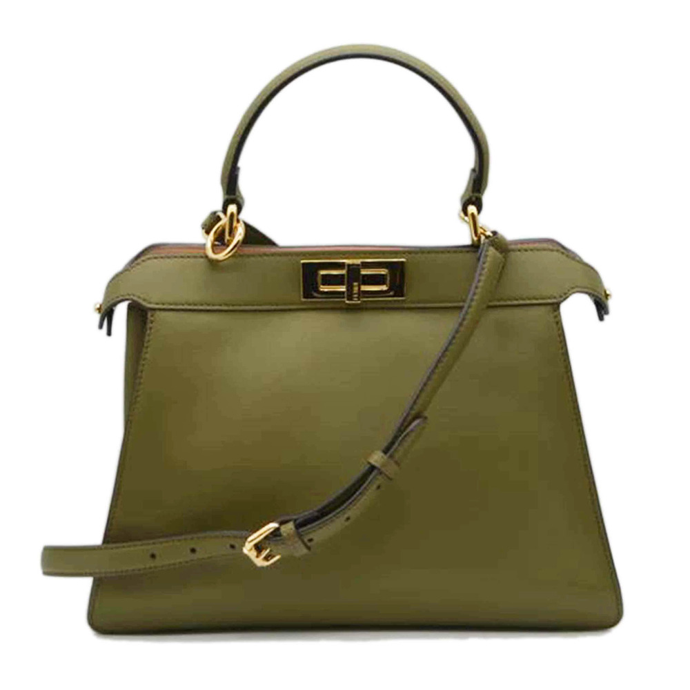 Fendi Peekaboo See You Nappa Leather Handbag Khaki Green